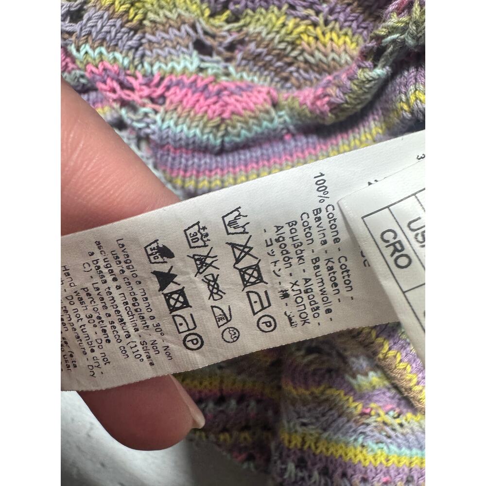 Sfizio Maxi Dress Womens 6 Multicolor Striped Crochet Knit Sleeveless Italy Made - Picture 12 of 16